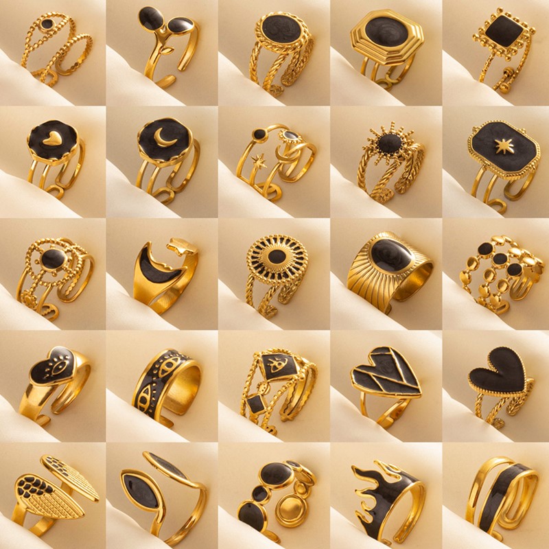 Men Accessories Evil Eye - Cincin hati matahari mata jahat terbuka