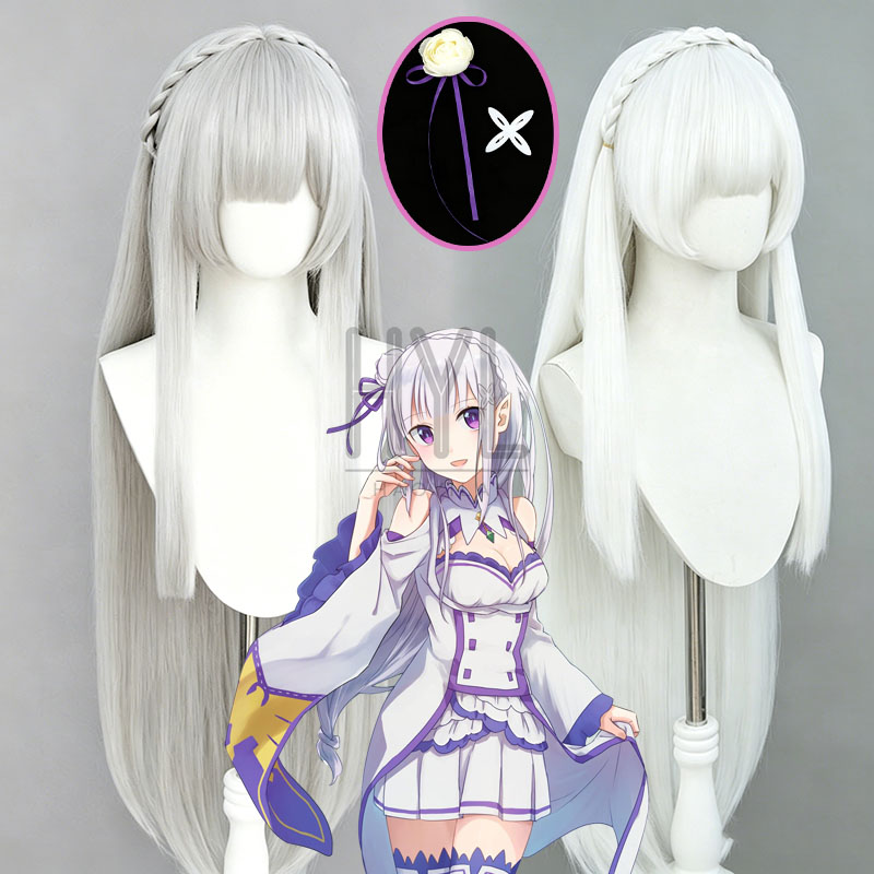 Men Accessories Silver - Wig Cosplay Anime Re:Zero Emilia Hiasan