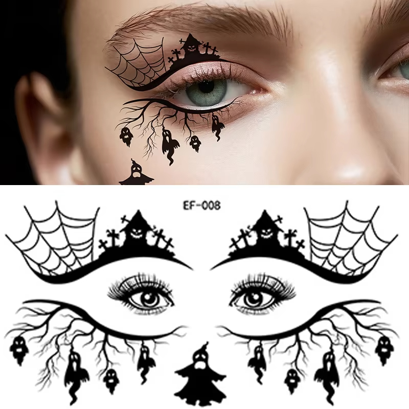 Men Accessories Combo Set - 10pcs/Set Stiker Wajah Tato Sementara Jaring