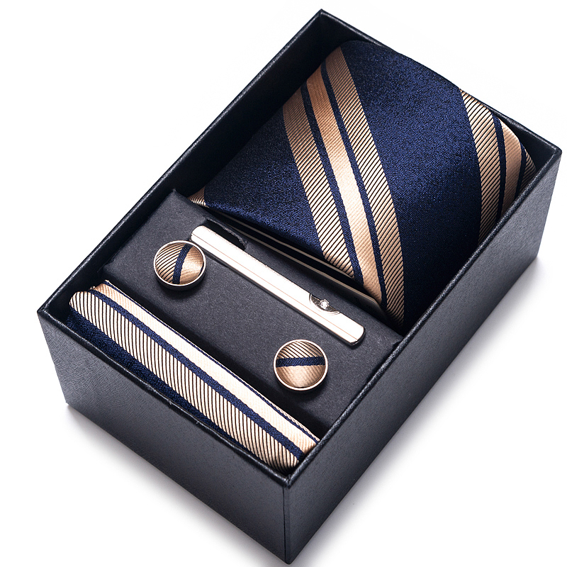 Men'S Accessories Gift Set Branded - Set Kancing Manset Saputangan Dasi Sutra