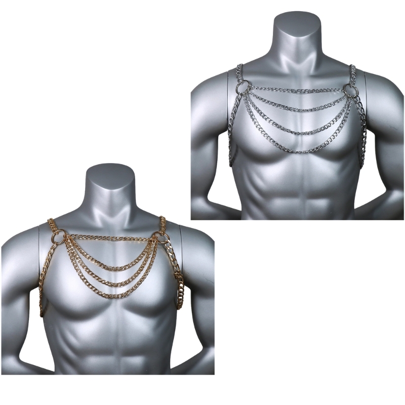 Mens Accessories Style - Perhiasan Rantai Dada Tubuh Logam Seksi