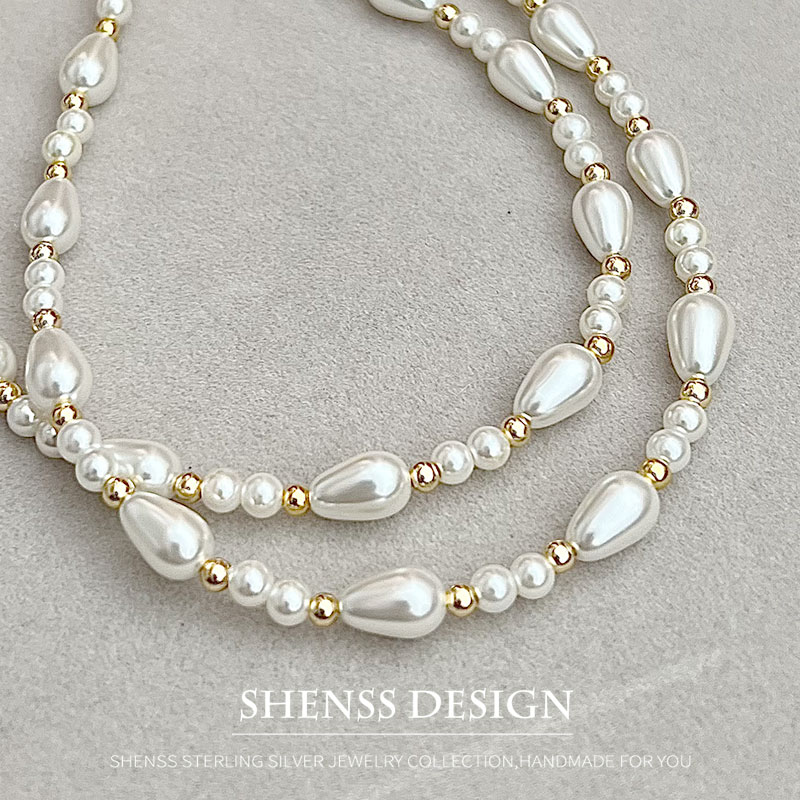 Men Accessories Elegant - Kalung Tetesan Air Mutiara Imitasi Elegan