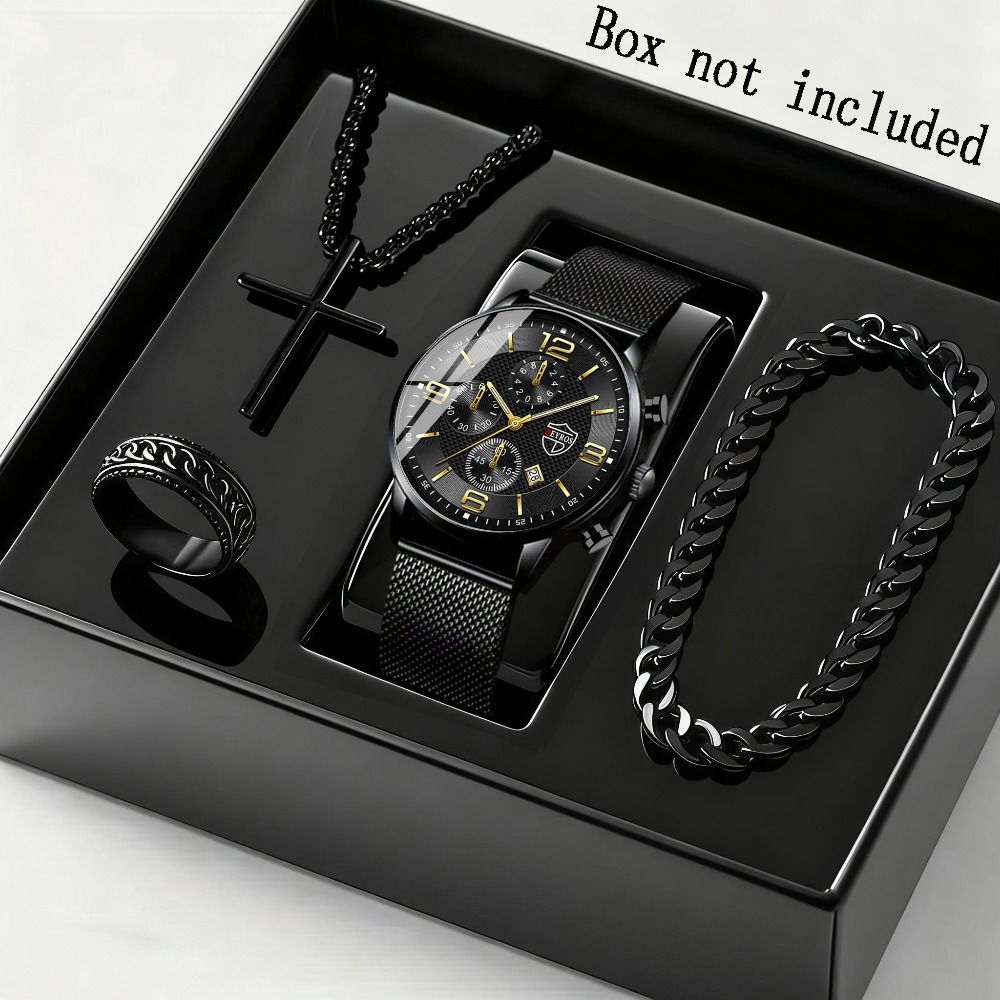 4pcs/set Set Jam Tangan & Gela - Men Accessories Elegant ulasan dan harga