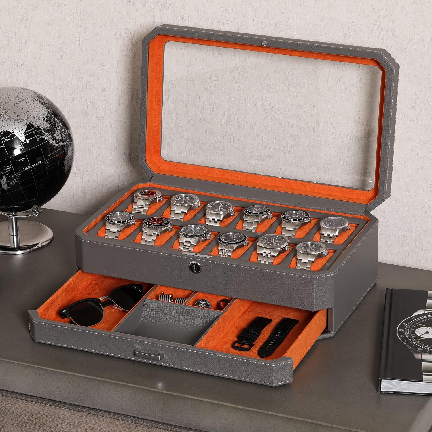 Kotak Jam Tangan Kulit 12 Slot - Men'S Accessories Display ulasan dan harga