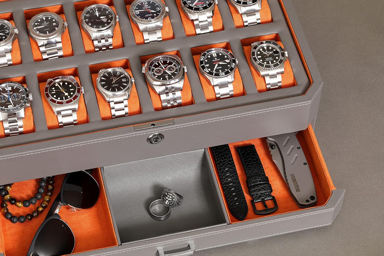 Kotak Jam Tangan Kulit 12 Slot - Men'S Accessories Display ulasan dan harga